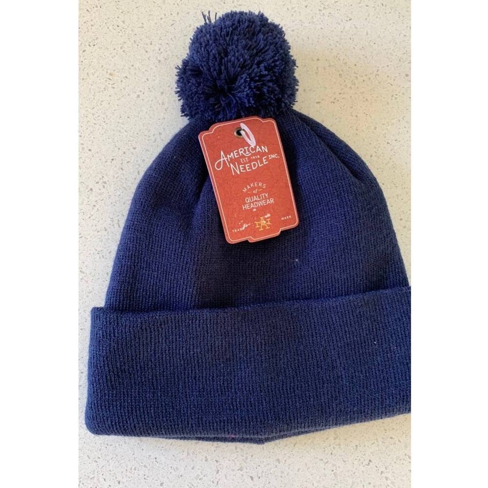 NWT American Needle Navy Blue Pom Roll up Beanie OS Unisex